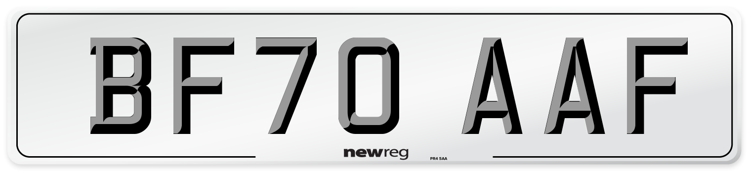 BF70 AAF Number Plate from New Reg